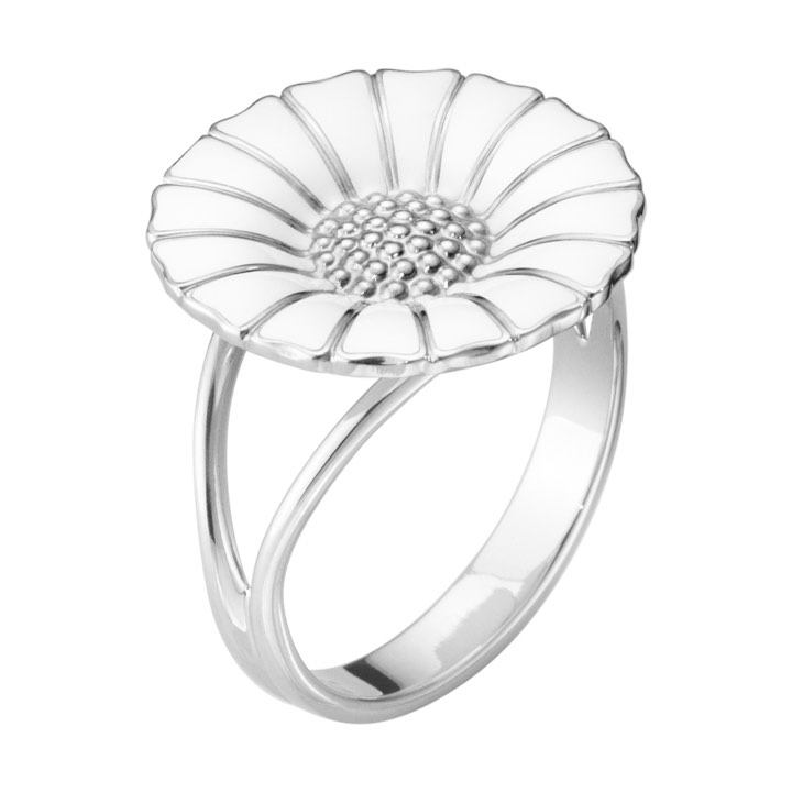 DAISY RING SILVER WHITE ENAMEL 18 MM 48