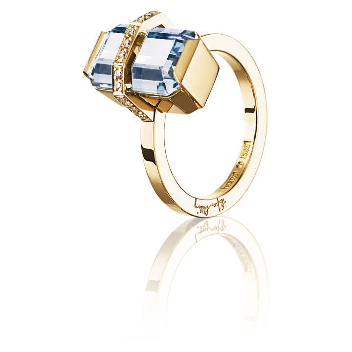 Little Bend Over - Aquamarine Ring Guld 18.50 mm