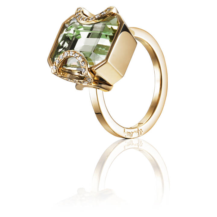 Little Magic Star - Green Quartz Ring Guld