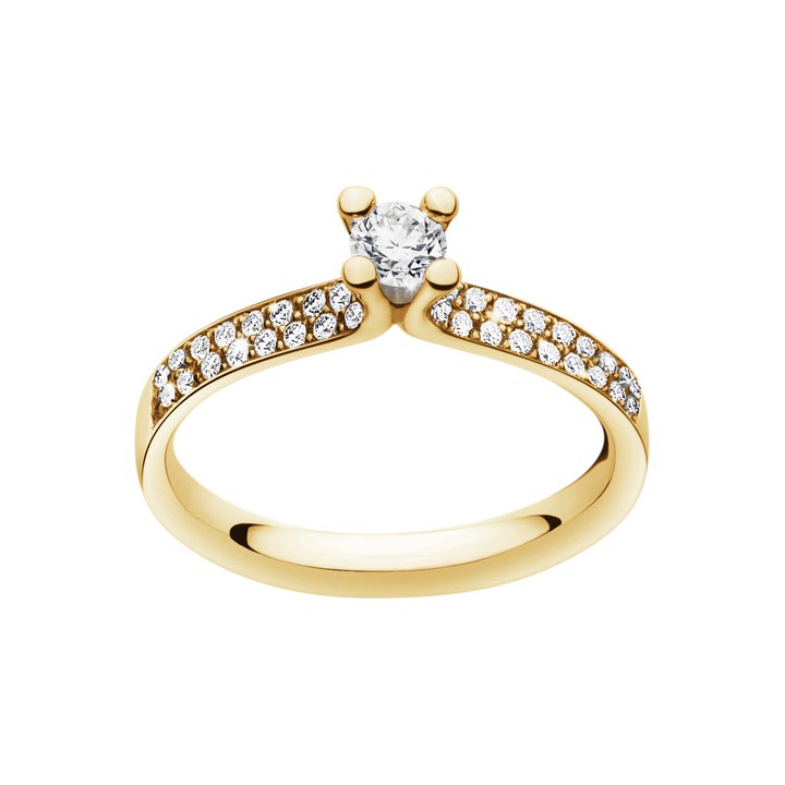 MAGIC SOLITAIRE RING guld DIAMOND PAVÉ 0.33CT 49