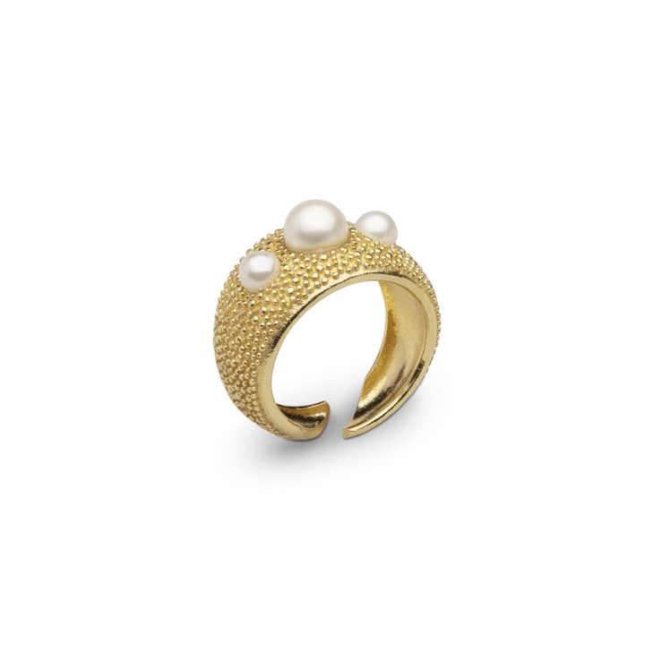 Pearl bubble ring guld 18,5