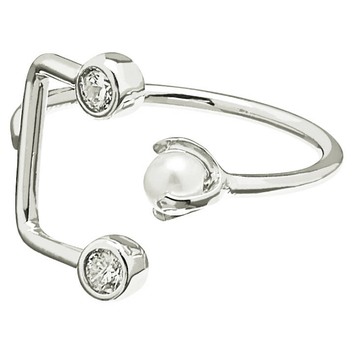 Pearl/Brilliant double ring Silver