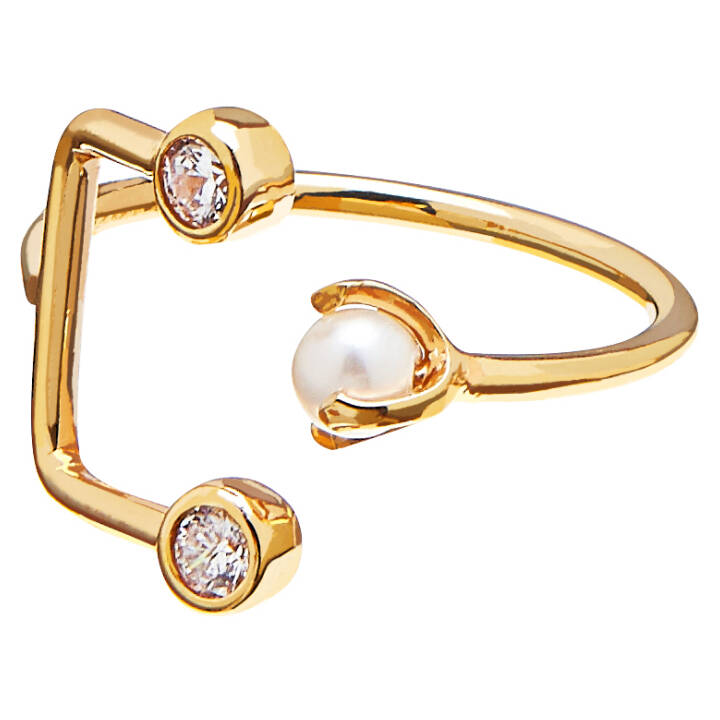 Pearl/Brilliant double ring guld 16/17