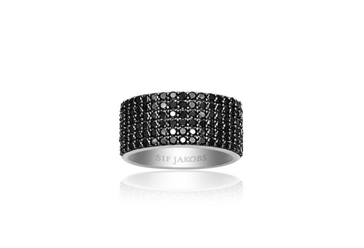 CORTE CINQUE ring svarta Zirkoner (silver)