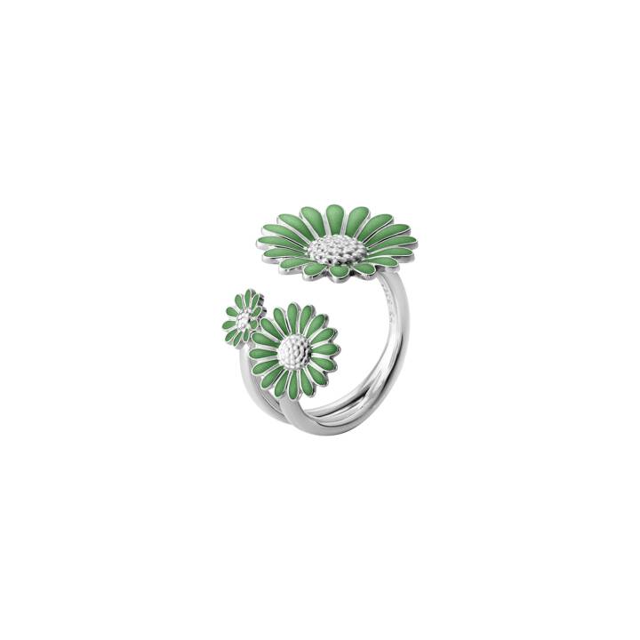 DAISY FLOWER RING SILVER VIVID GREEN ENAMEL 48