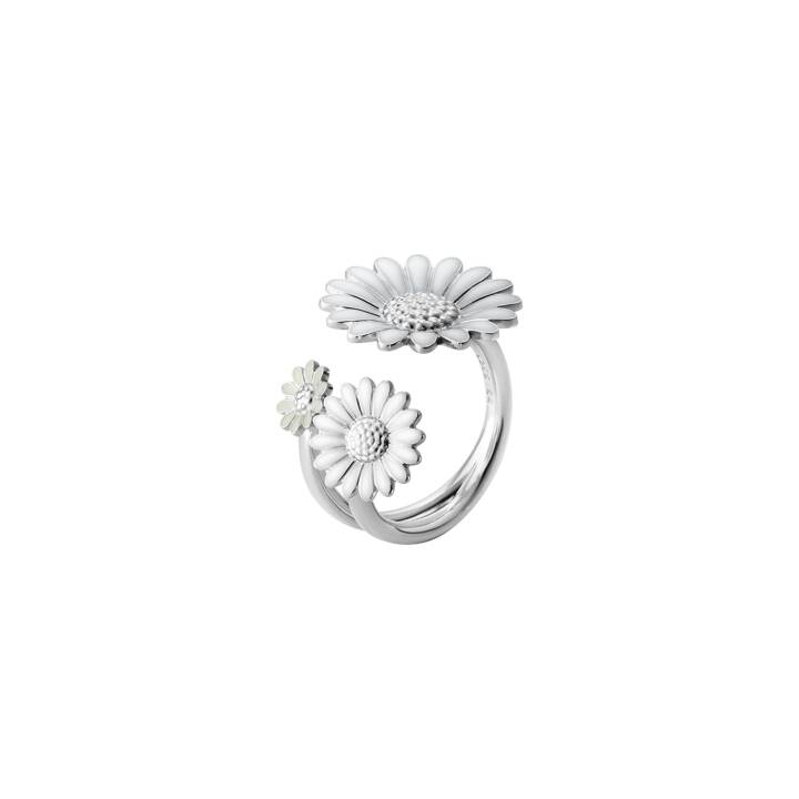 DAISY FLOWER RING SILVER WHITE ENAMEL 48