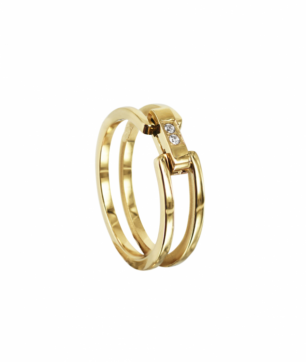 CHERRIE Crystal L Ring Guld