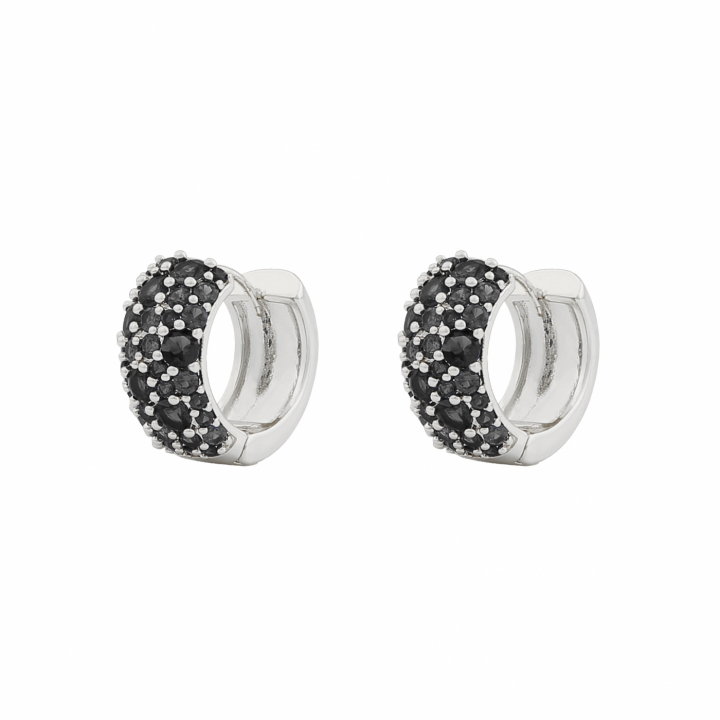 Copenhagen wide ring ear Silver/black-Onesize