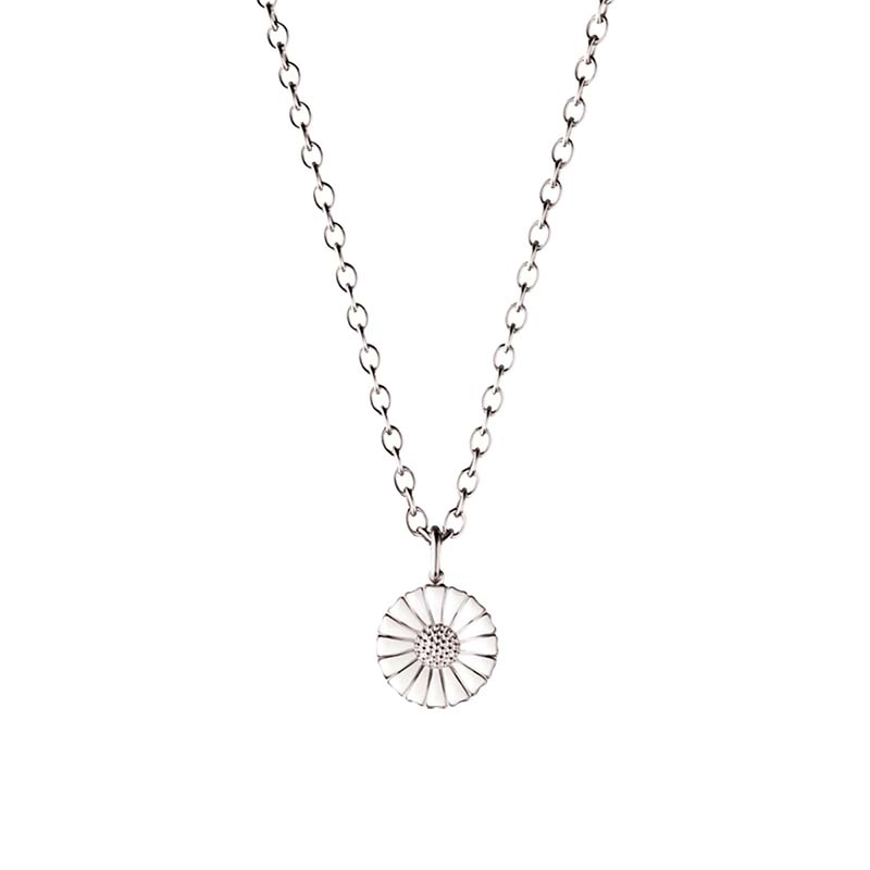 Georg Jensen - Daisy Litet Halsband Silver Med Vit Emalj