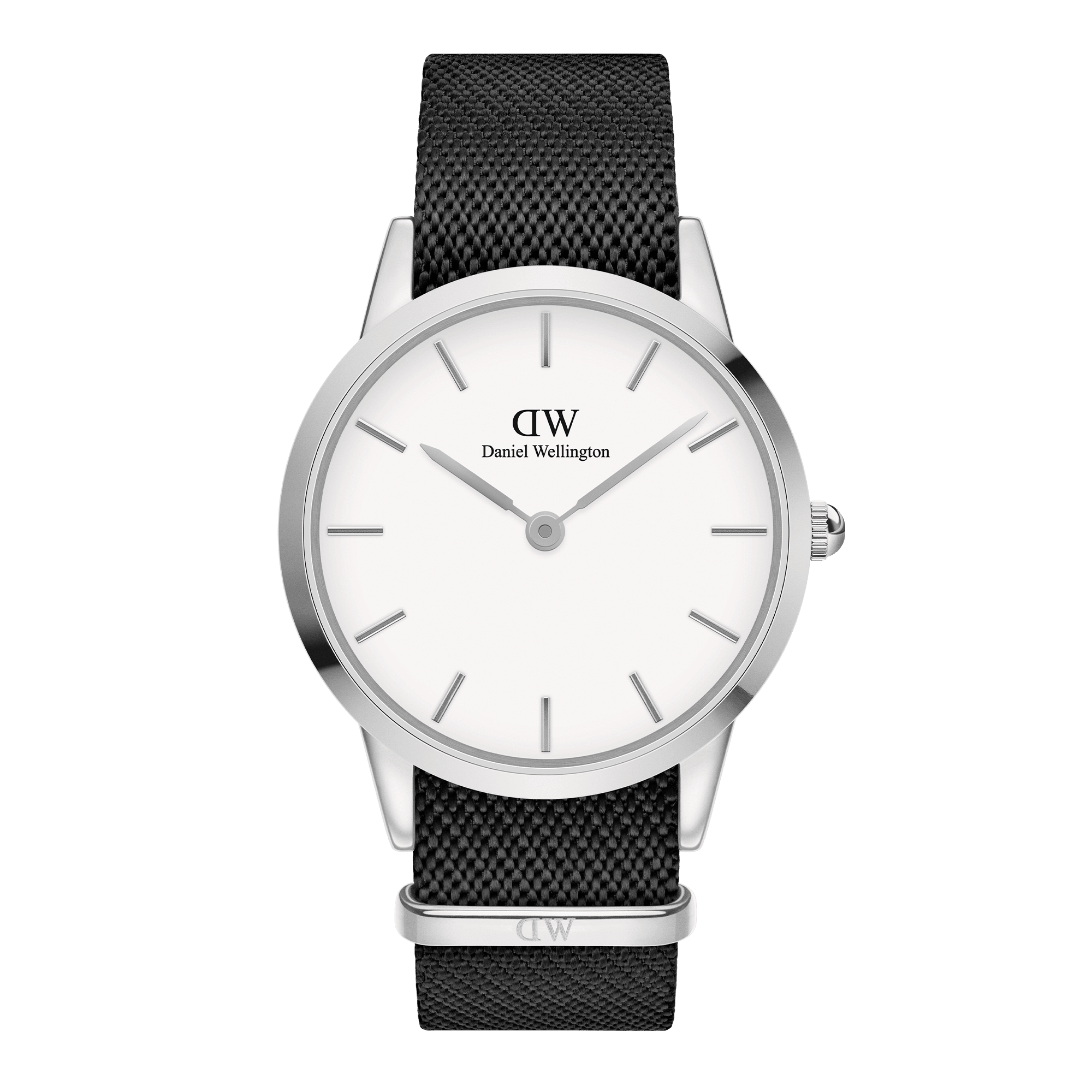 Daniel Wellington DW Klocka Iconic Black NATO White Dial 40mm Silver