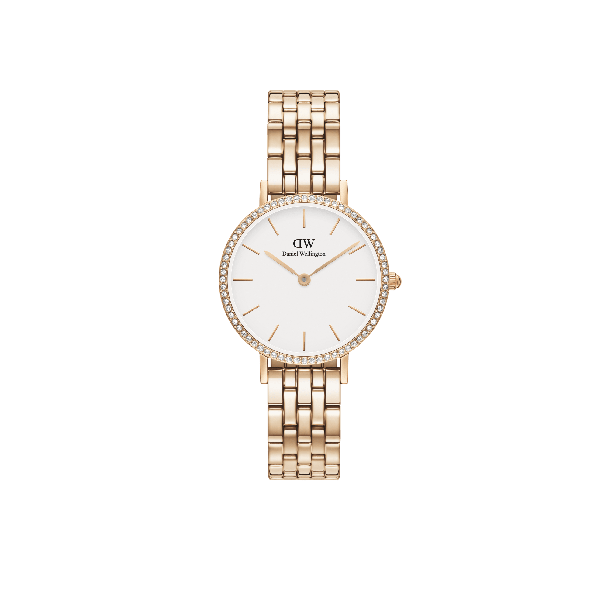 Daniel Wellington DW Klocka Petite Lumine Bezel 5-Link Melrose 28mm Rose Gold