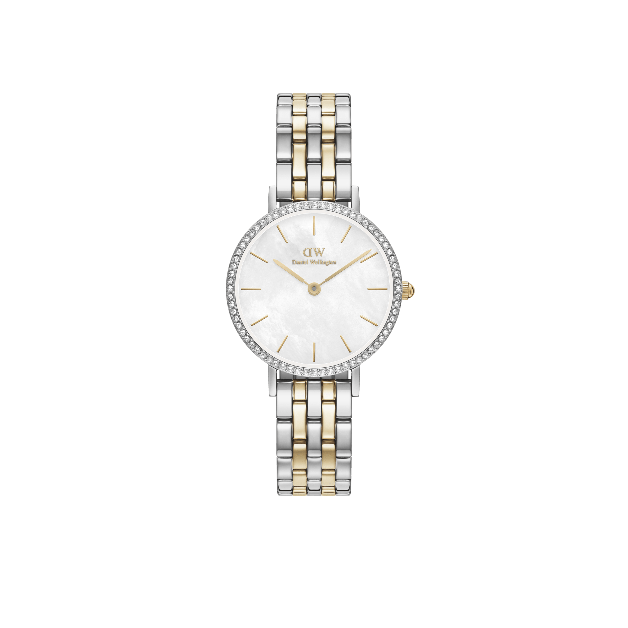 Daniel Wellington DW Klocka Petite Lumine Bezel 5-Link Two-Tone MOP 28mm Silver