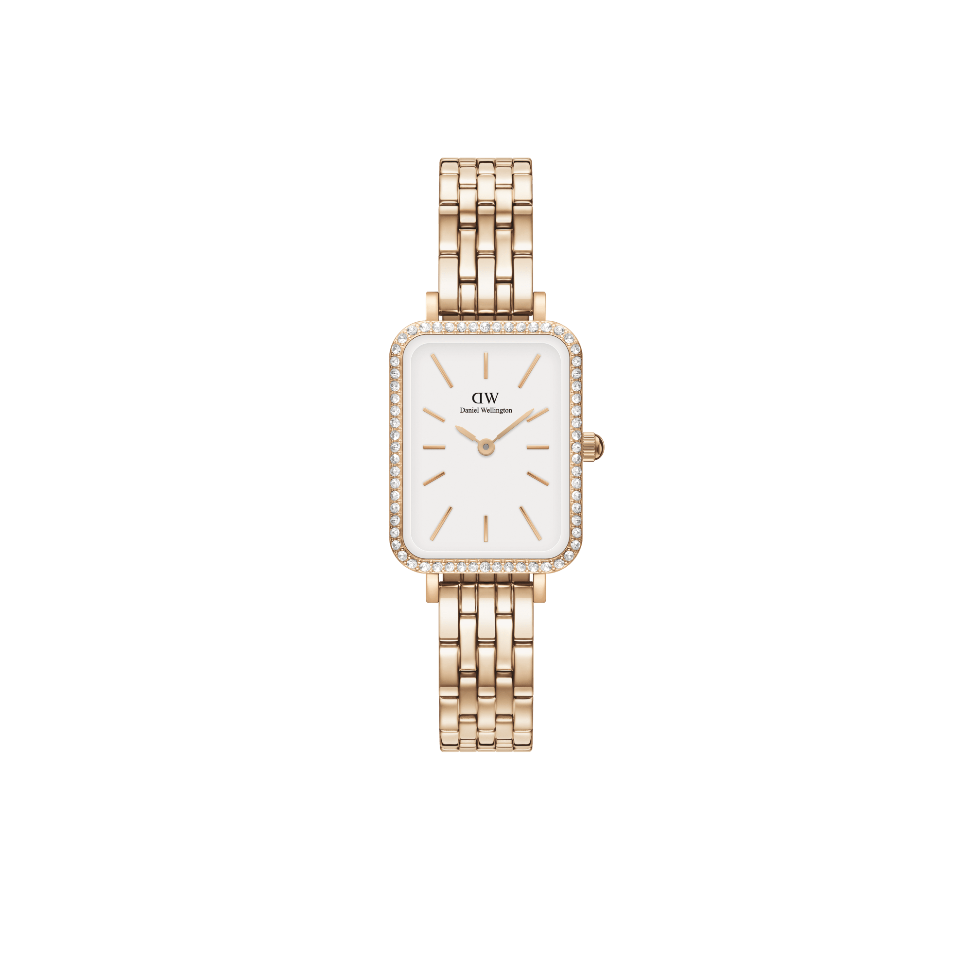 Daniel Wellington DW Klocka Quadro Lumine Bezel 5-Link Melrose 20x26mm Rose Gold