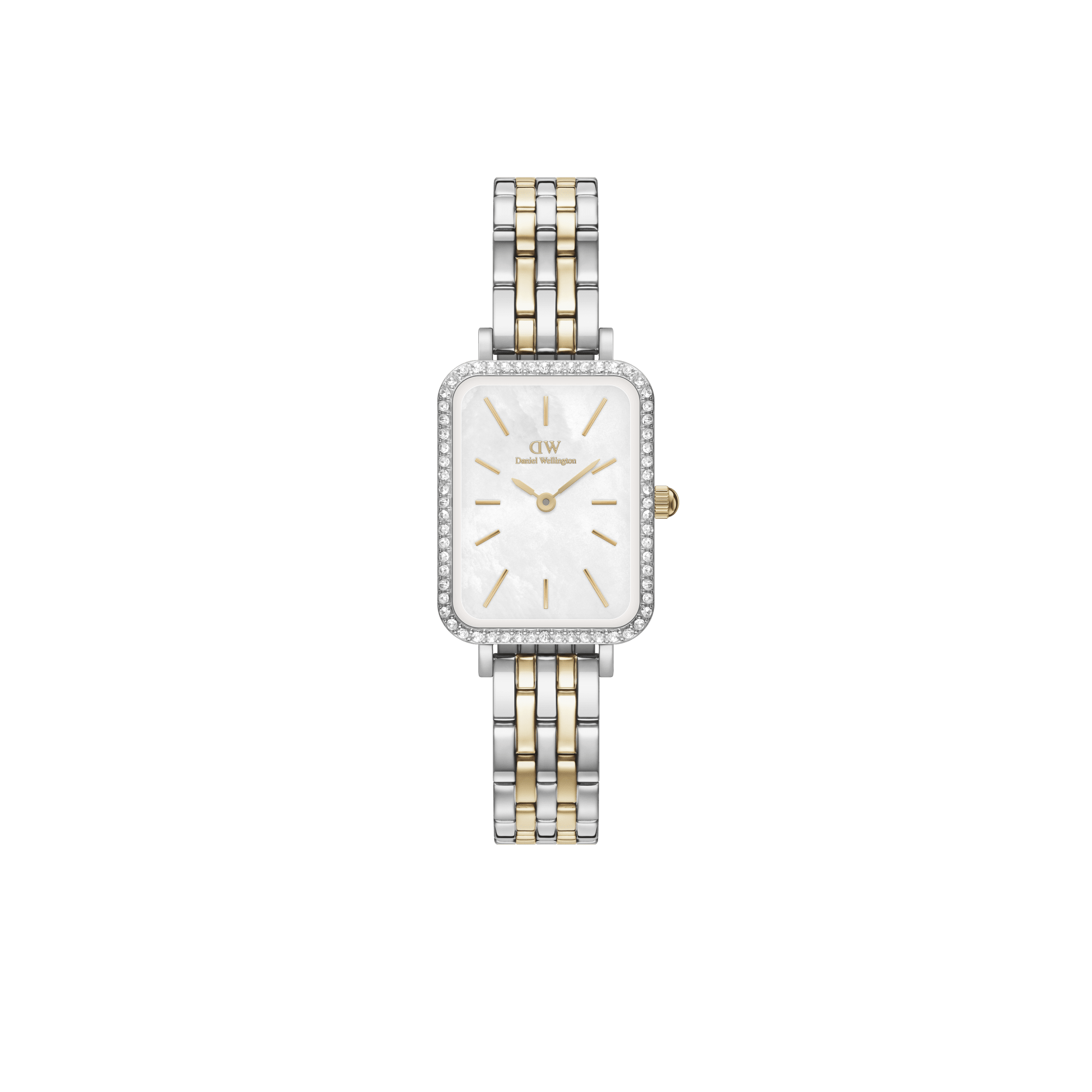 Daniel Wellington DW Klocka Quadro Lumine Bezel 5-Link Two-Tone MOP 20x26mm Silver