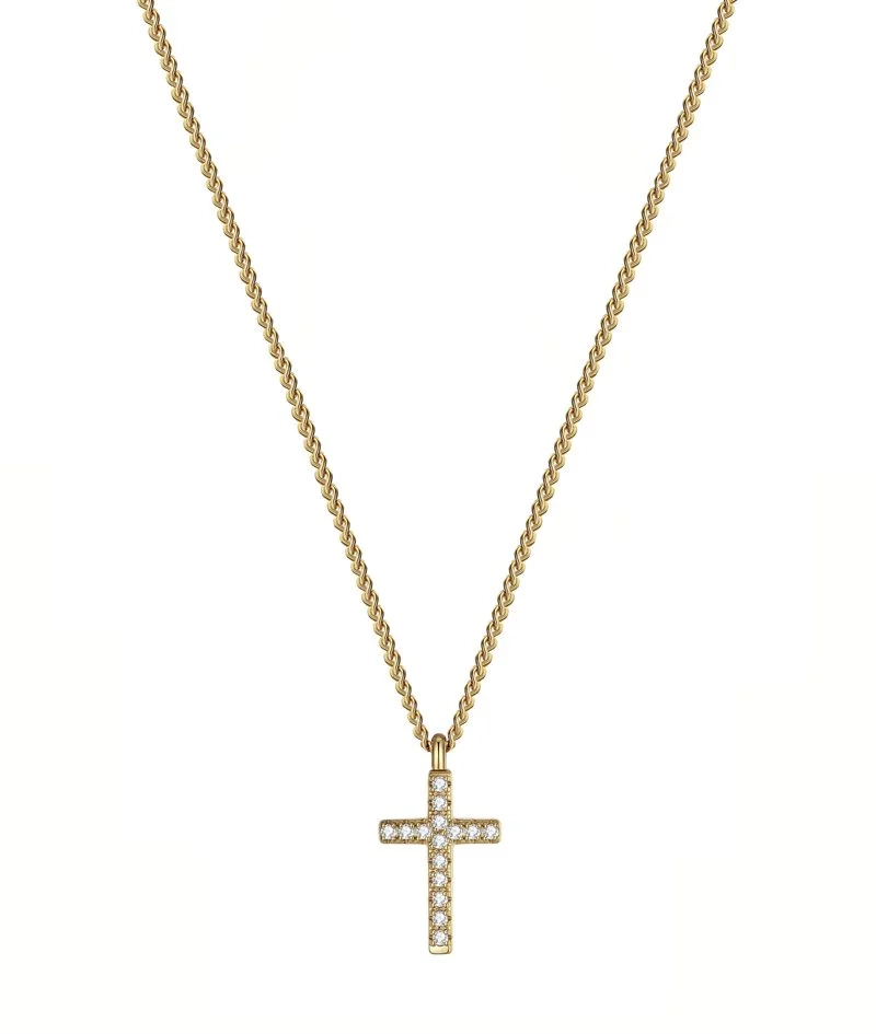 Astrid & Agnes - CROSS Crystal Halsband Guld