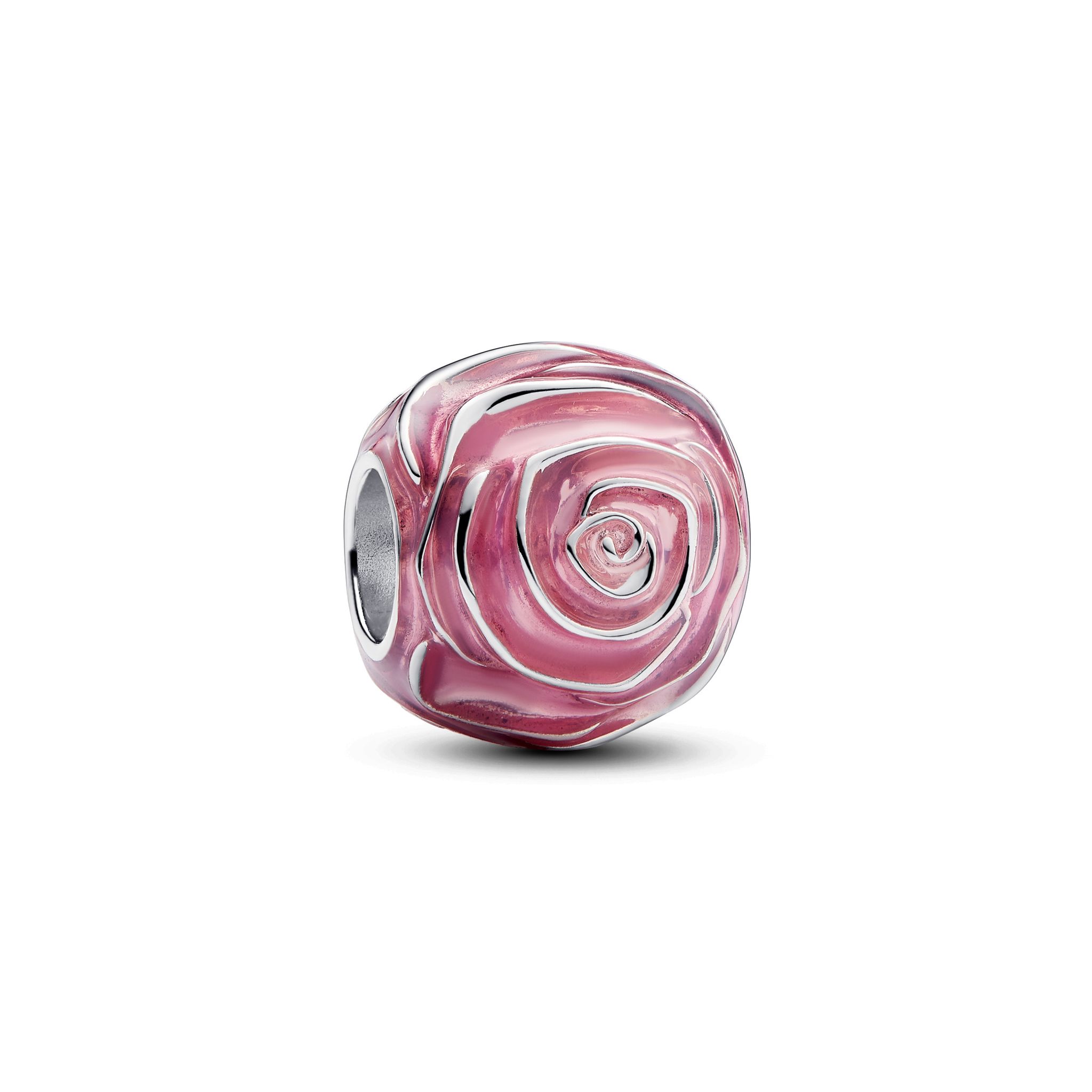 Berlock i äkta silver med rosa ros