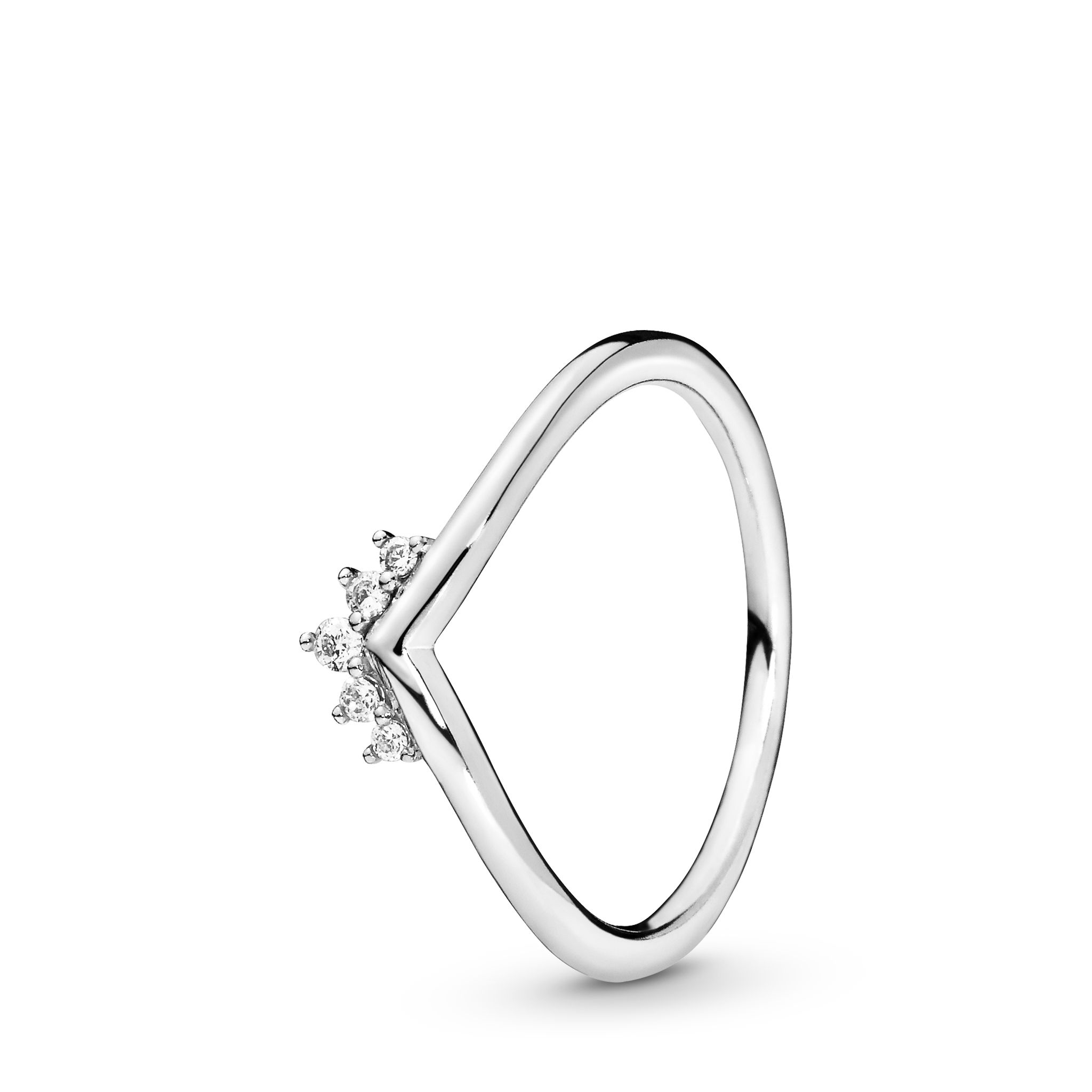 Wishbone-ring i äkta silver med tiara, 16.5