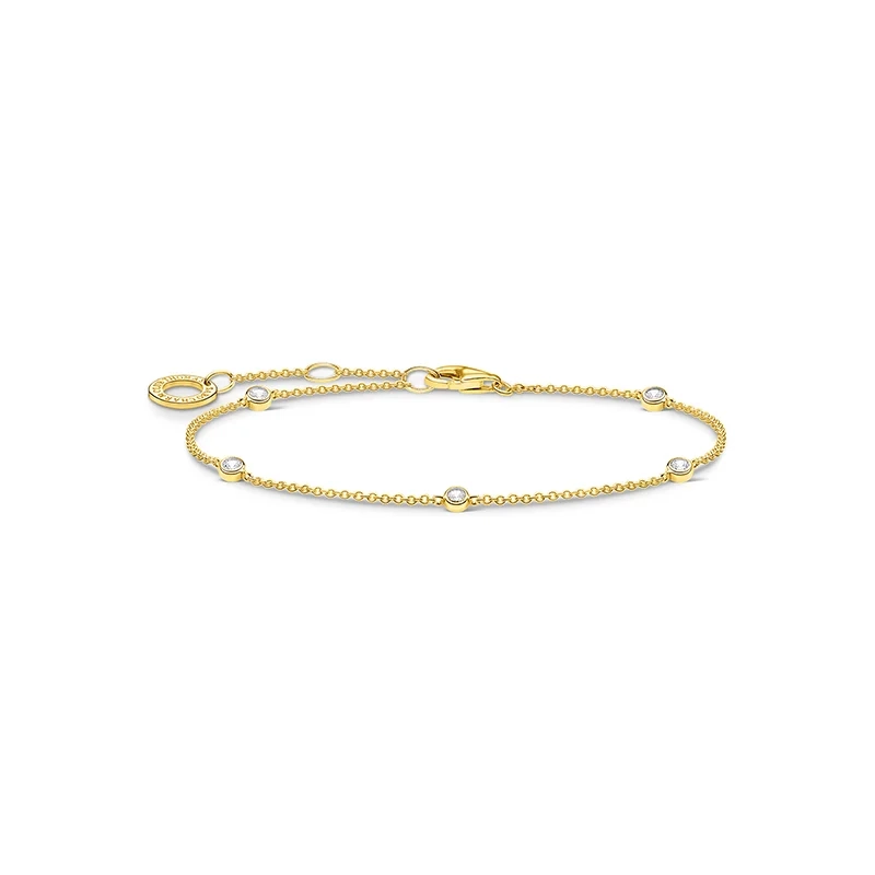 Thomas Sabo - Armband med Fem Glittrande Stenar Guld