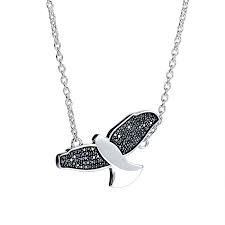 Black Bird Halsband 42-45 cm Silver