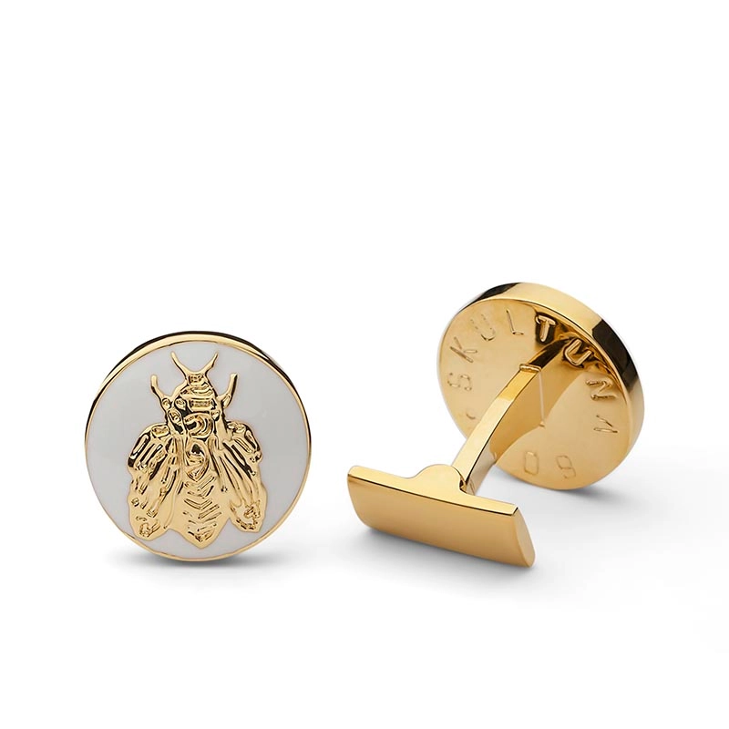 Manschettknappar Napoleon Bee, Ivory White & Gold