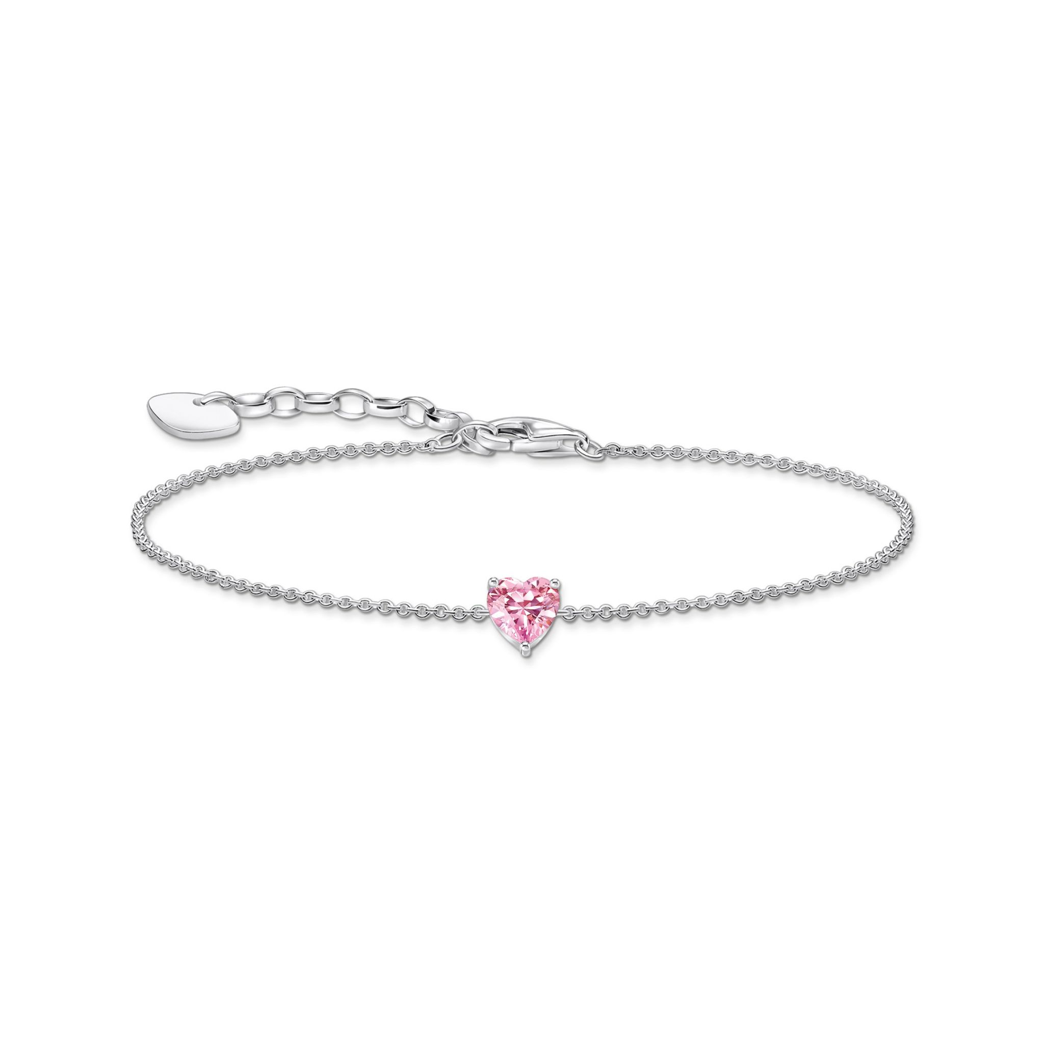 Armband i äkta silver med rosa hjärta