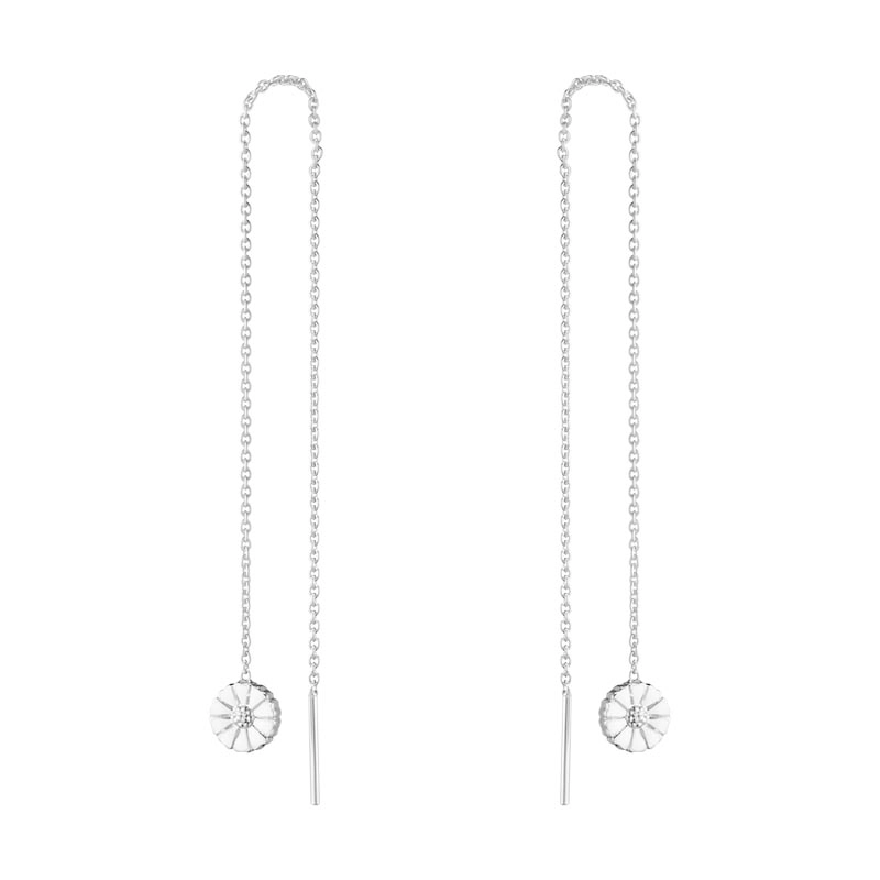 Georg Jensen - Daisy Threader Örhängen Silver med Vit Emalj