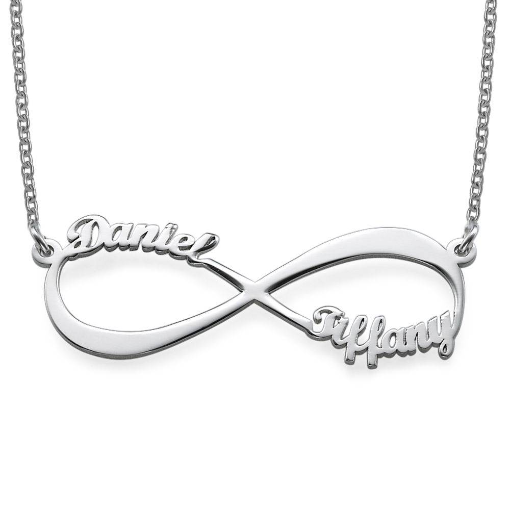 Infinity halsband med namn i Premium Silver