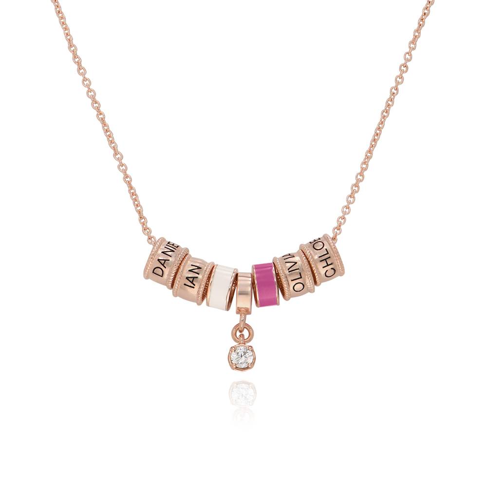 Linda-halsband i 18K roséguldplätering med berlock och diamant