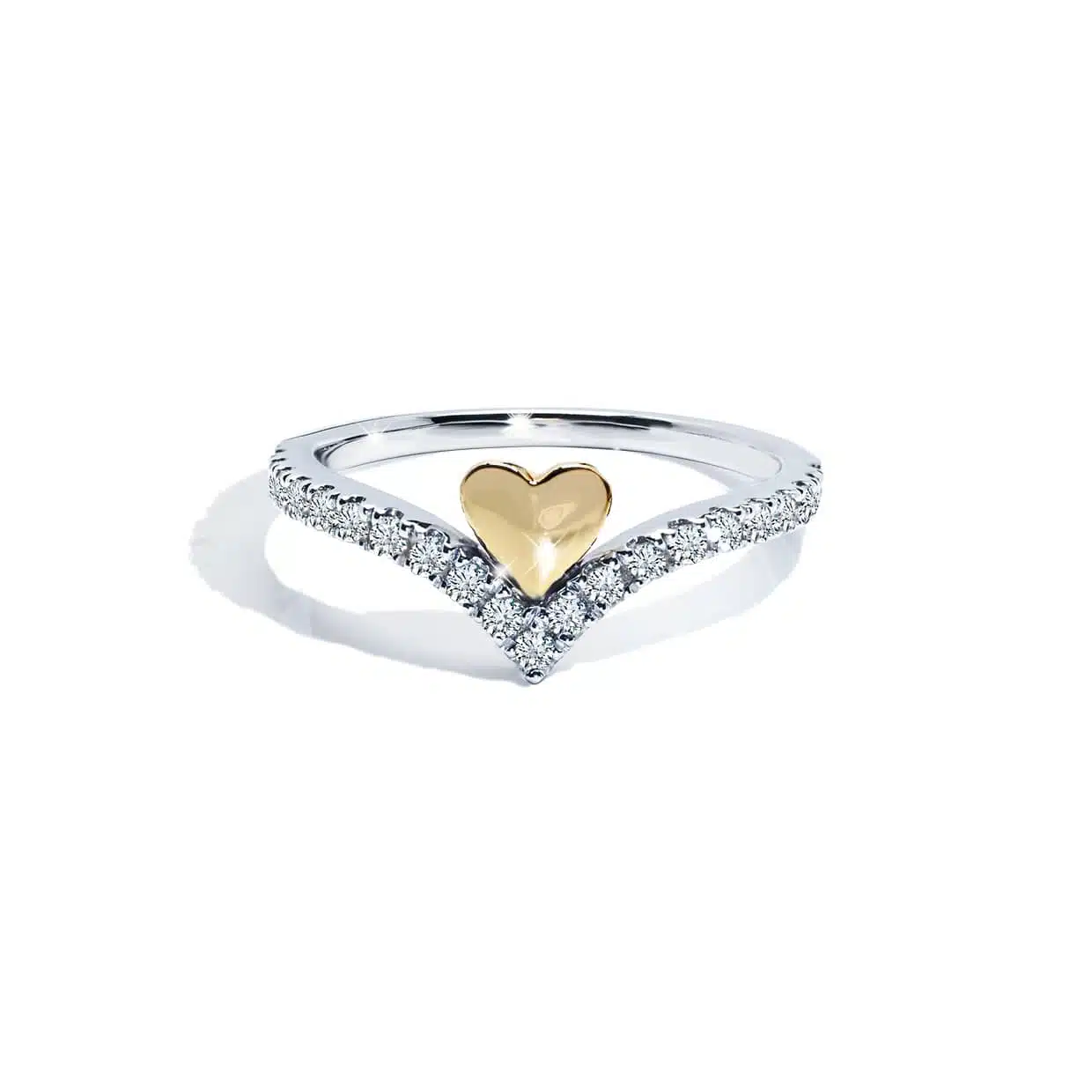 Loving V Heart Ring i Förgyllt Sterling Silver