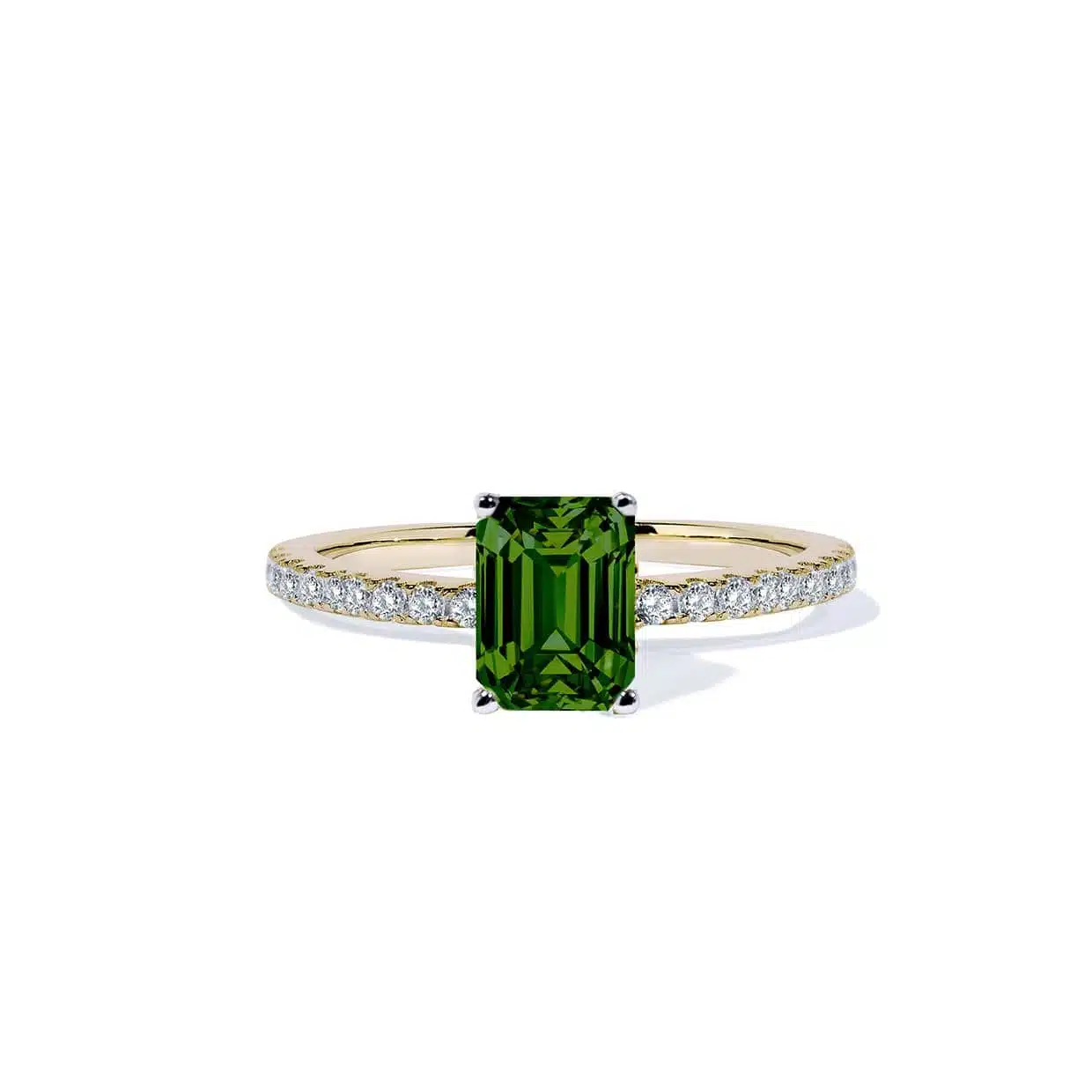 Oxford Green Radiant Solitaire Ring i Förgyllt Sterling Silver