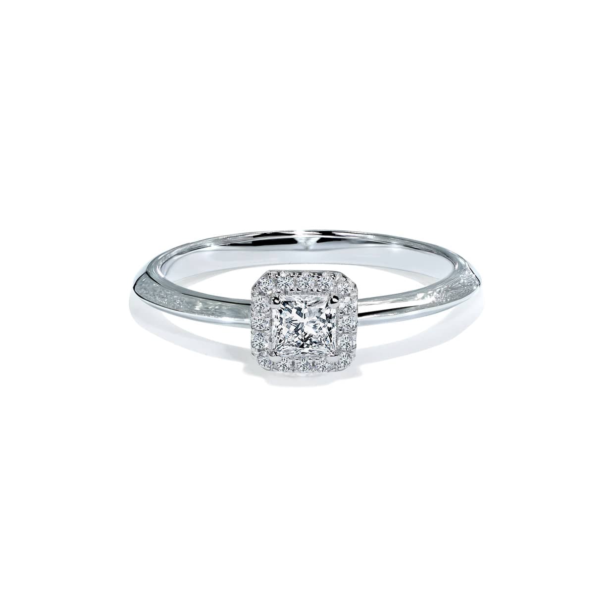 Oxford Silver Halo Kvadratisk Solitaire Ring