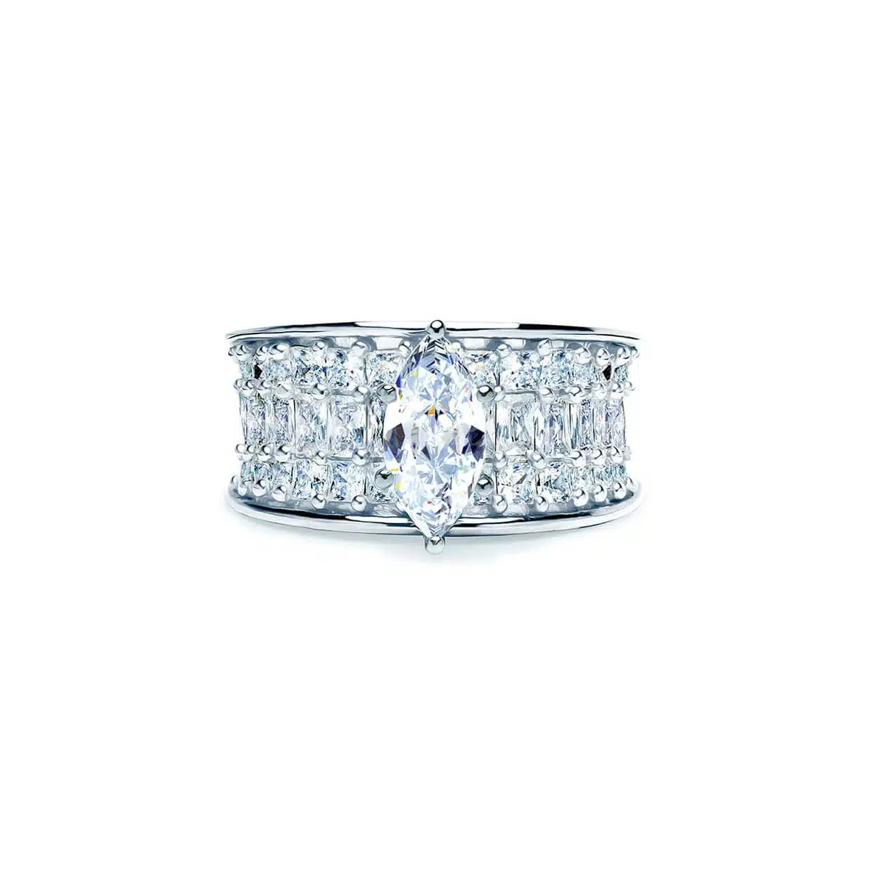 Oxford Silver Marquise & Princess Cut Ring