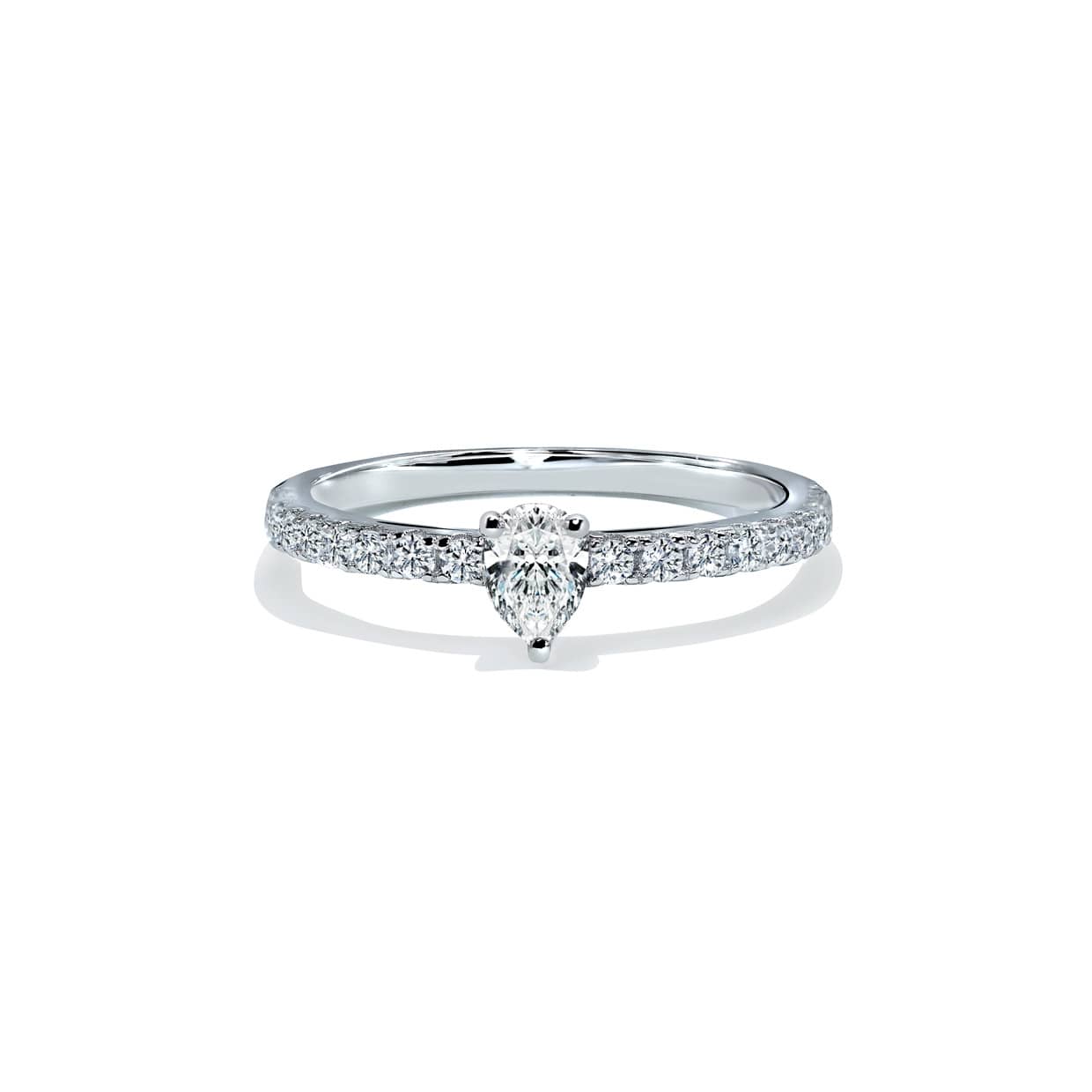 Oxford Silver Pear Solitaire Ring med stenar