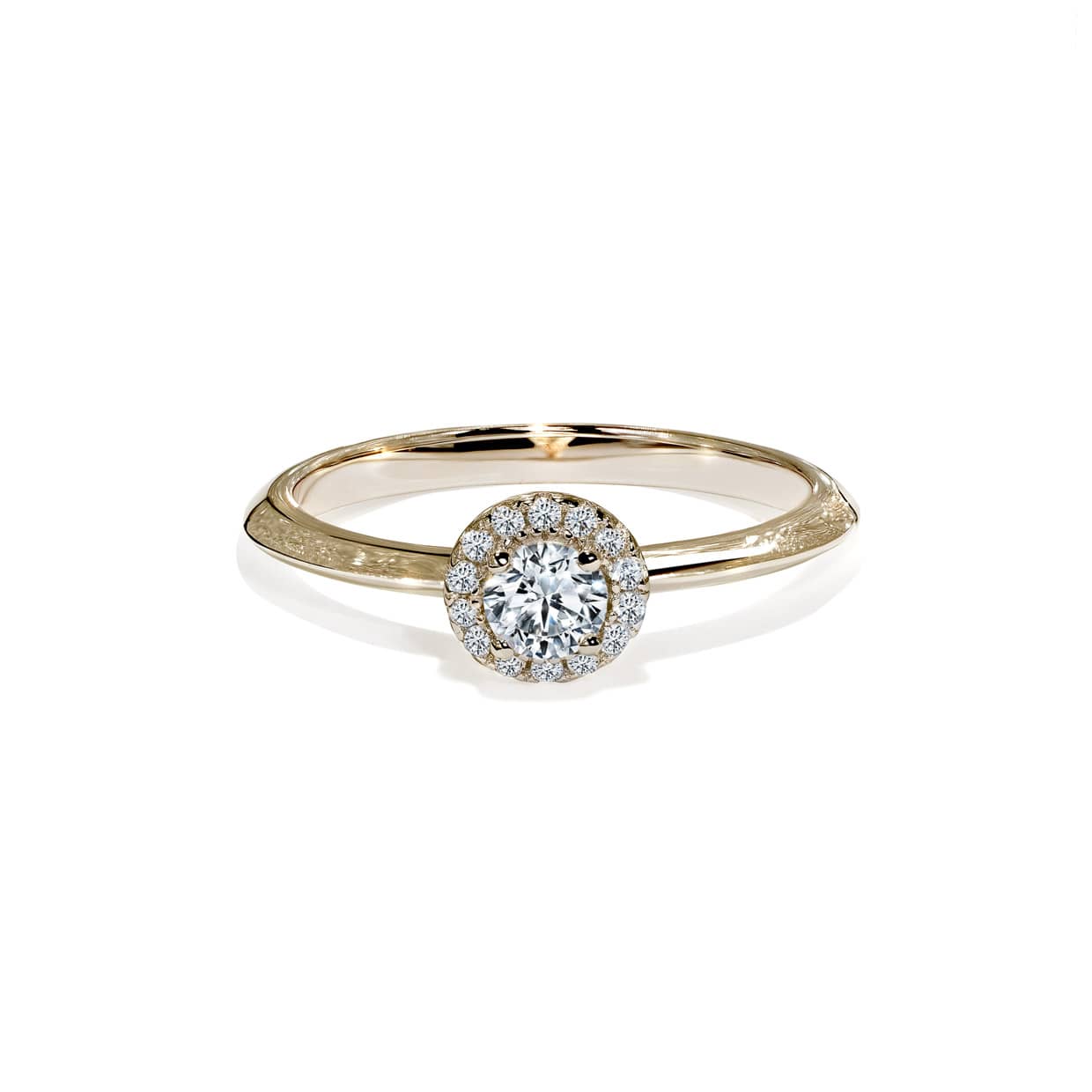 Oxford Vit Halo Ring i Guld med Round Cut