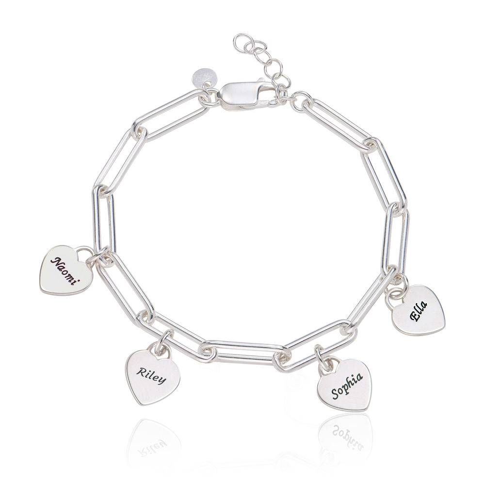 Rory Chain Link Armband med Heart Charms i Sterling Silver