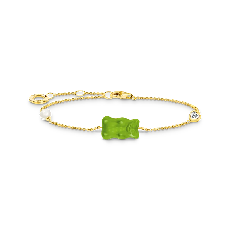 Thomas Sabo - HARIBO Armband Gummibjörn Grön med Pärla & Sten Guld