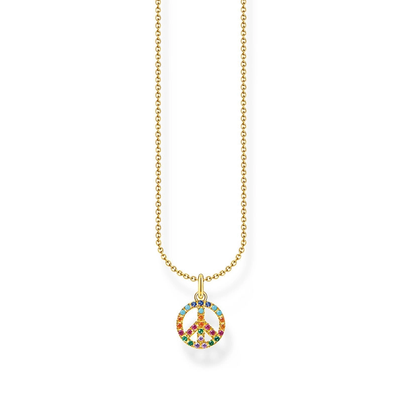 Thomas Sabo - Halsband Peace med Färgade Stenar Guld