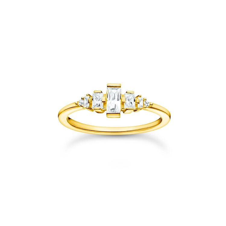 Thomas Sabo - Ring Vintage Baguett Slipade Stenar Guld